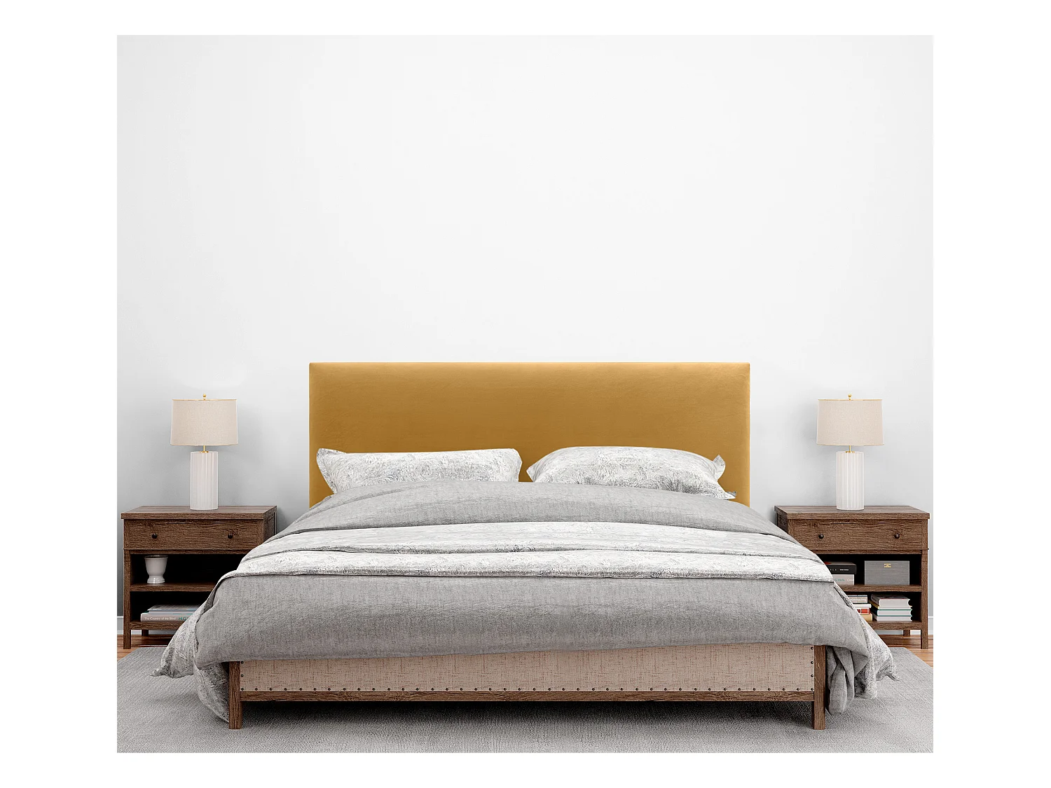DHOME Testiera in Velluto Liscio 135x50 Letti 120/135/140 - Senape