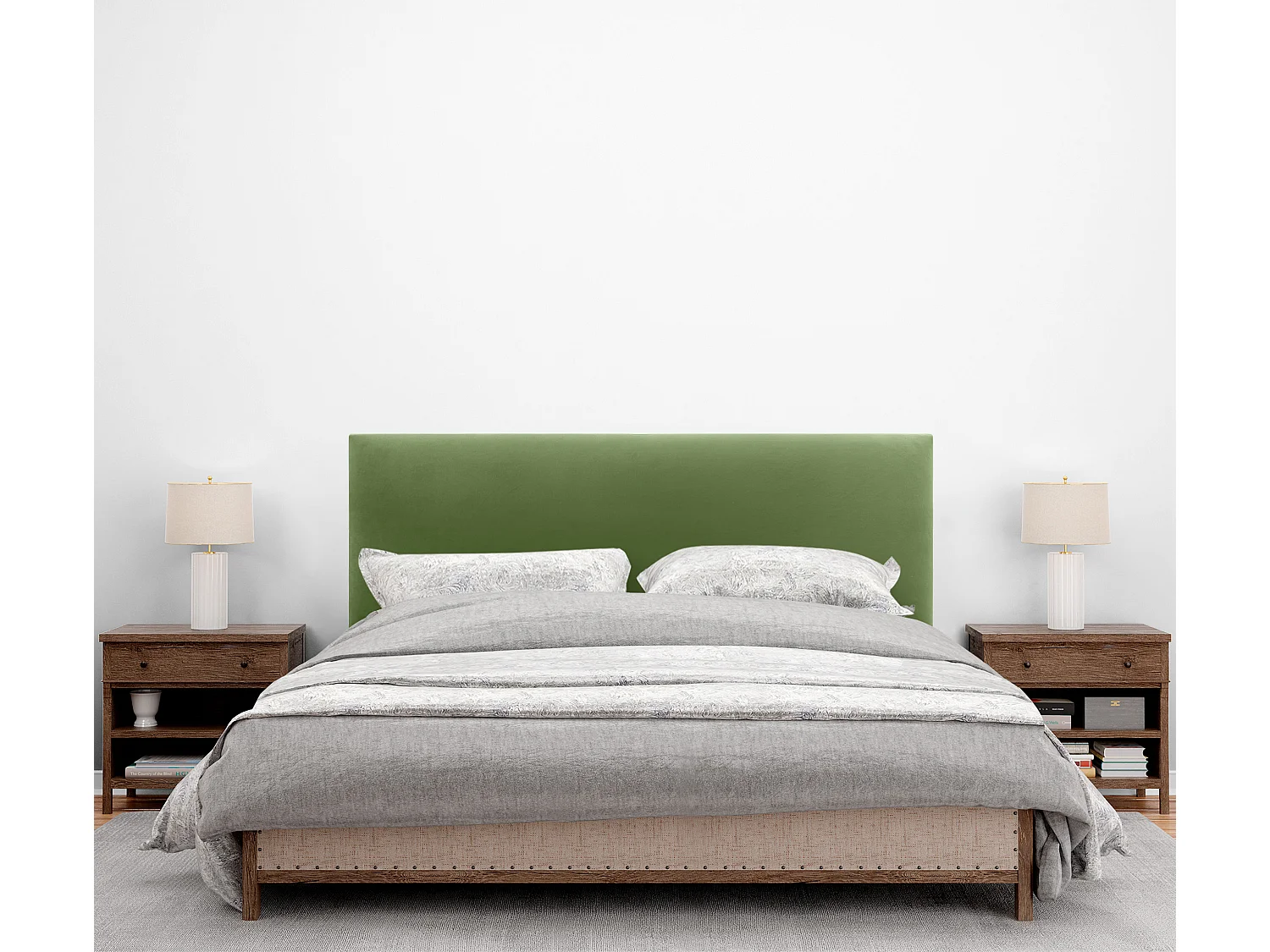 DHOME Tête de Lit Velours Lisse 160x60 Lits 150/160 - Vert Jungle