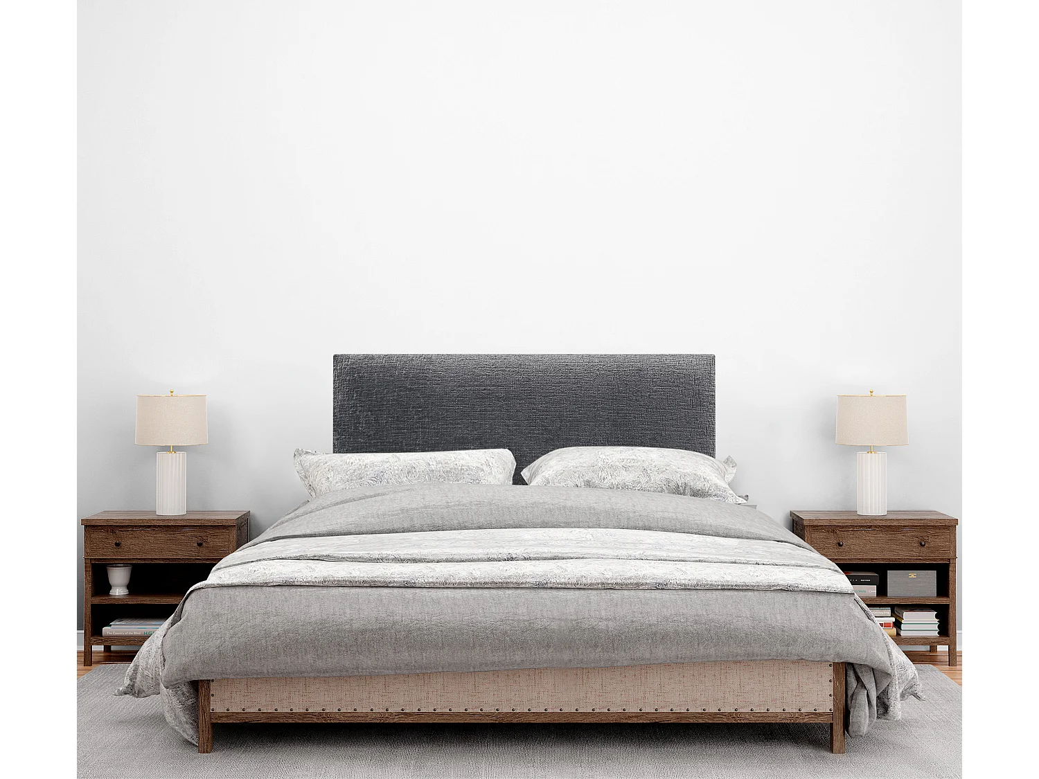 DHOME Hoofdbord van natuurlijke wol 110x105cm met bedpoten 105/110 - Donkergrijs