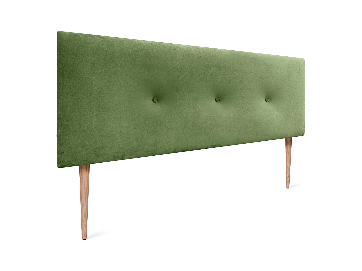 DHOME Testiera in Velluto Liscio con Bottoni 160x105 cm con Gambe Letto 150/160 - Verde Giungla