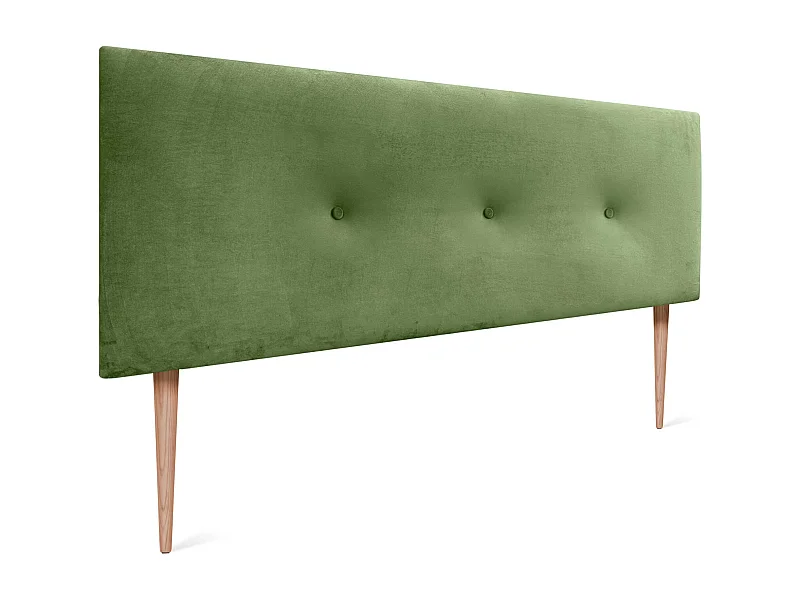 DHOME Tête de Lit Velours Lisse avec Boutons 160x105 avec Pieds de Lit 150/160 - Vert Jungle