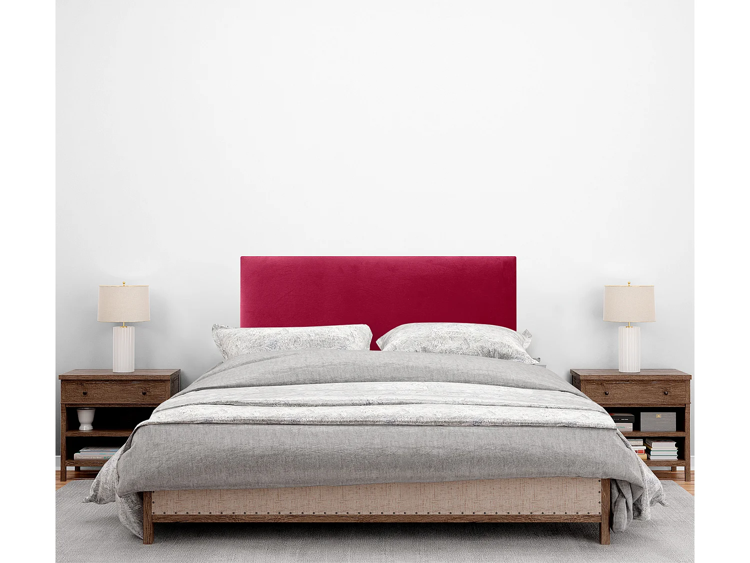 DHOME Tête de Lit Velours Lisse 80x60 Lits 80/90 - Rouge