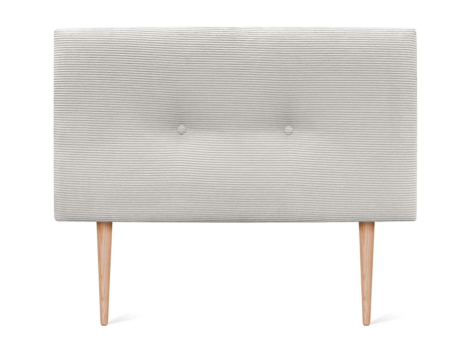 DHOME Tête de Lit Velours Côtelé Uni avec Boutons 105x115 et Pieds de Lit 105 - Blanc Os