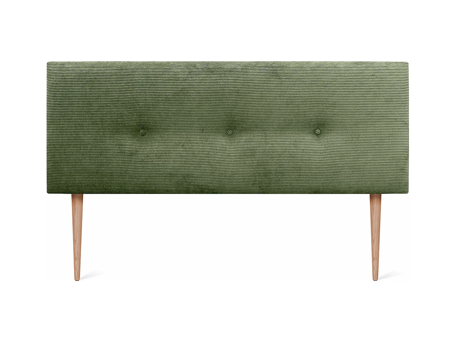 DHOME Effen corduroy hoofdeinde met knopen 150x115 met bedpoten 150/160 - Junglegroen