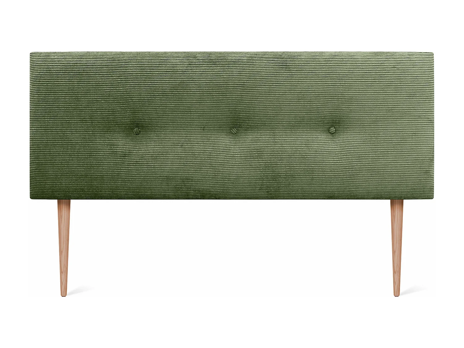 DHOME Tête de Lit Velours Côtelé Uni avec Boutons 150x115 avec Pieds de Lit 150/160 - Vert Jungle