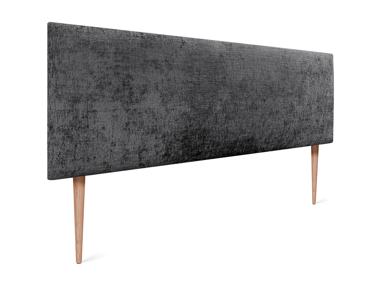 DHOME Kopfteil aus Naturwolle 145 x 105 cm mit Bettbeinen 140/135 – Dunkelgrau