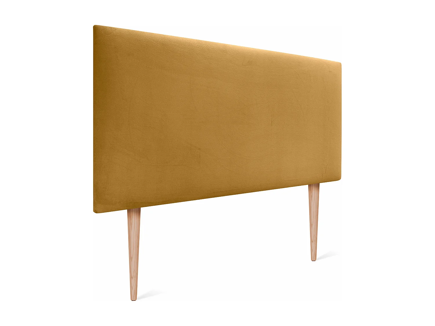 DHOME Testiera in Velluto Liscio 95x115 con Gambe Letto 80/90 - Senape