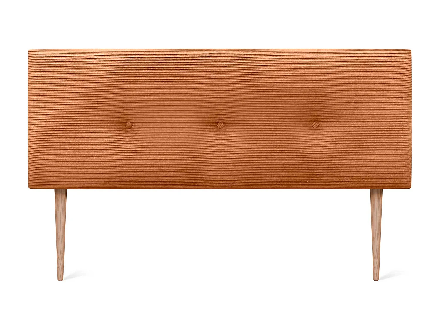 DHOME Tête de Lit Velours Côtelé Uni avec Boutons 160x115 avec Pieds de Lit 150/160 - Orange