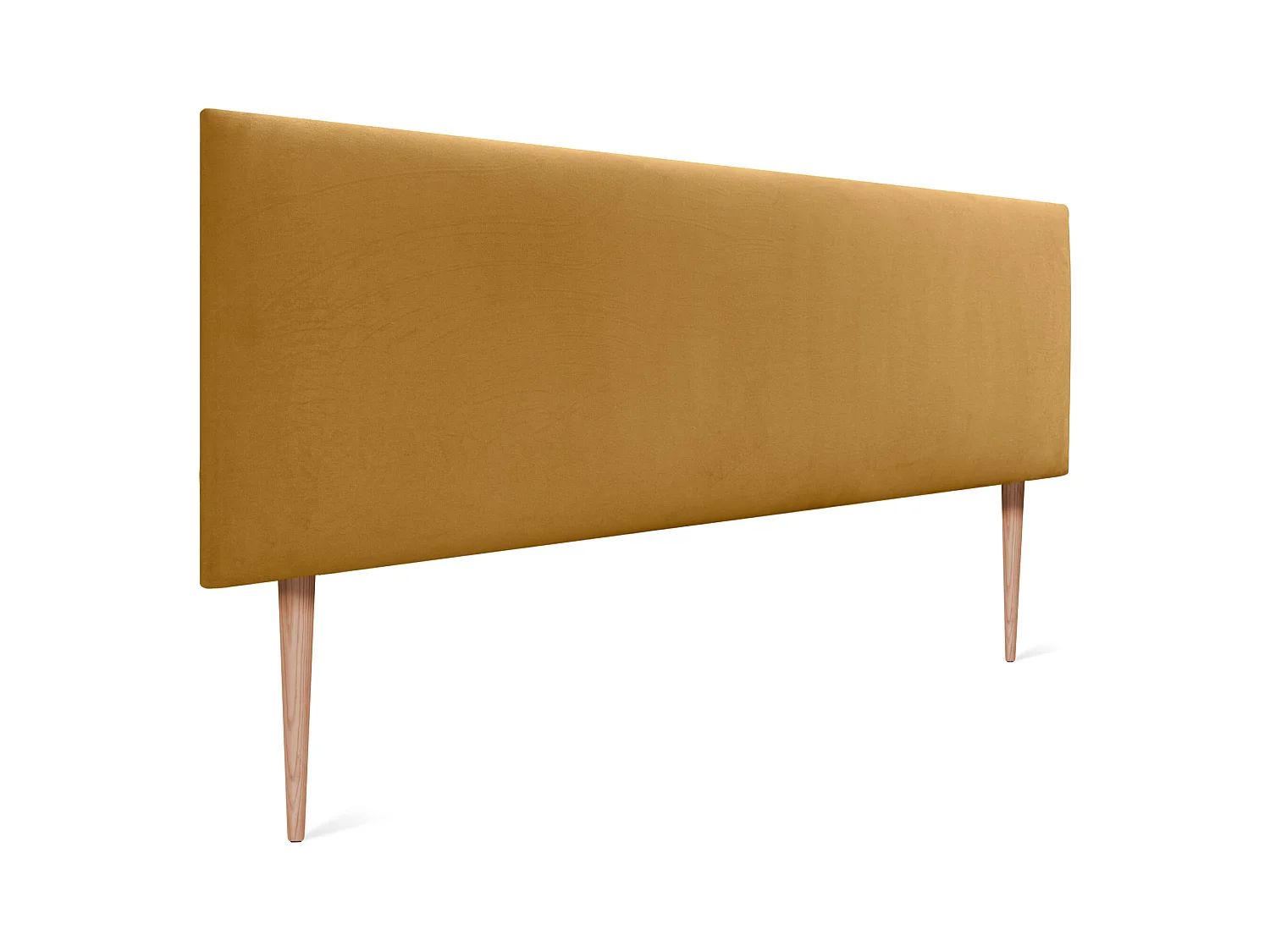 DHOME Glad fluwelen hoofdeinde 145x115 met bedpoten 120/135/140 - Mosterd