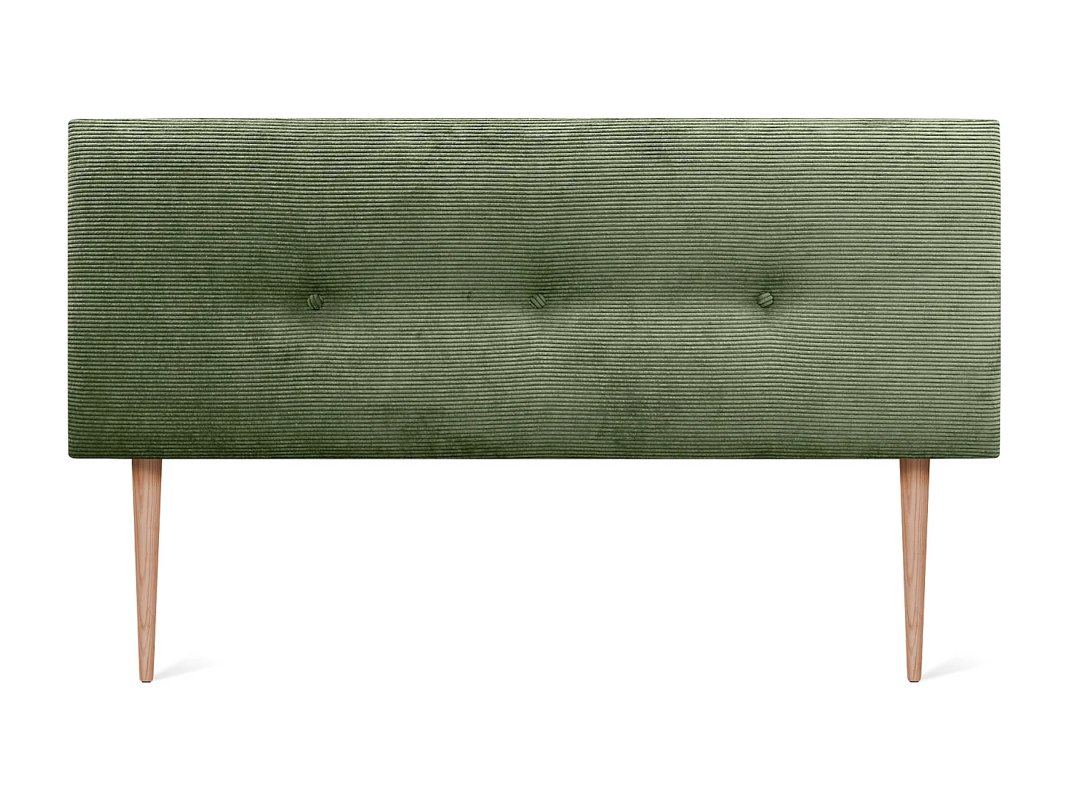 DHOME Effen corduroy hoofdeinde met knopen 150x105 met bedpoten 150/160 - Junglegroen