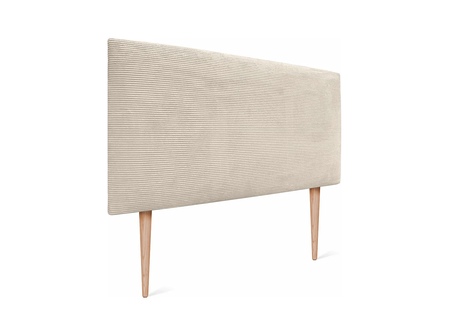 DHOME Tête de Lit Velours Côtelé Uni 110x115 avec Pieds de Lit 105 - Beige