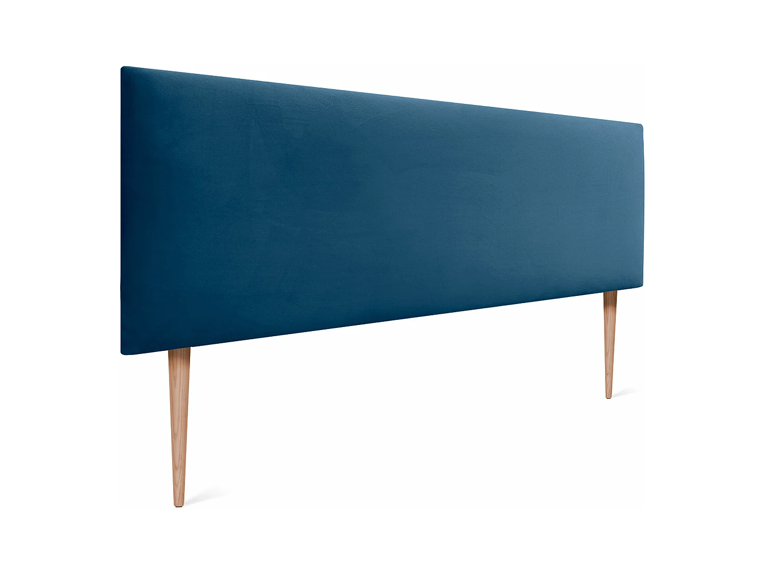 DHOME Tête de Lit Velours Lisse 135x105 avec Pieds de Lit 120/135/140 - Bleu