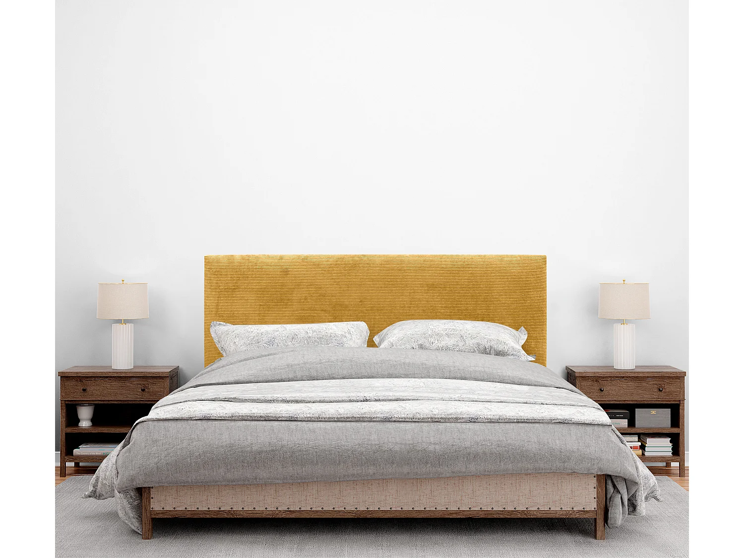 DHOME Hoofdeinde effen corduroy 160x50 bedden 150/160 - Mosterd