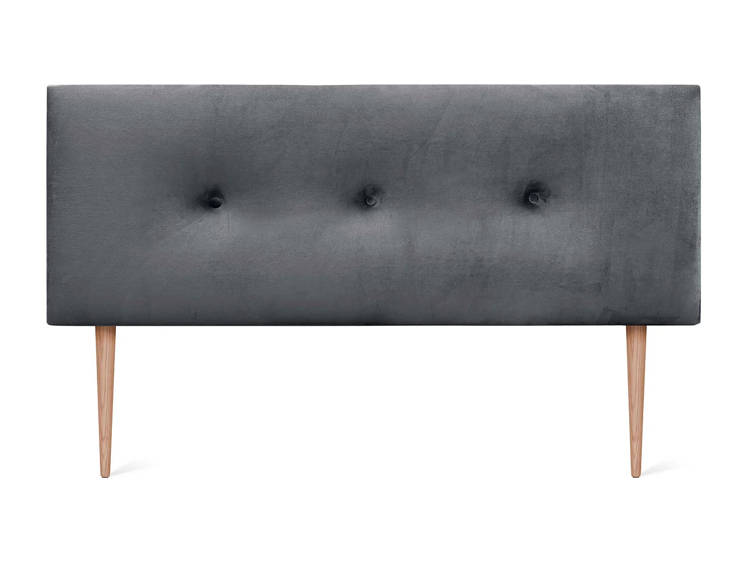 DHOME Tête de Lit Velours Lisse avec Boutons 150x115 avec Pieds de Lit 150/160 - Gris Foncé