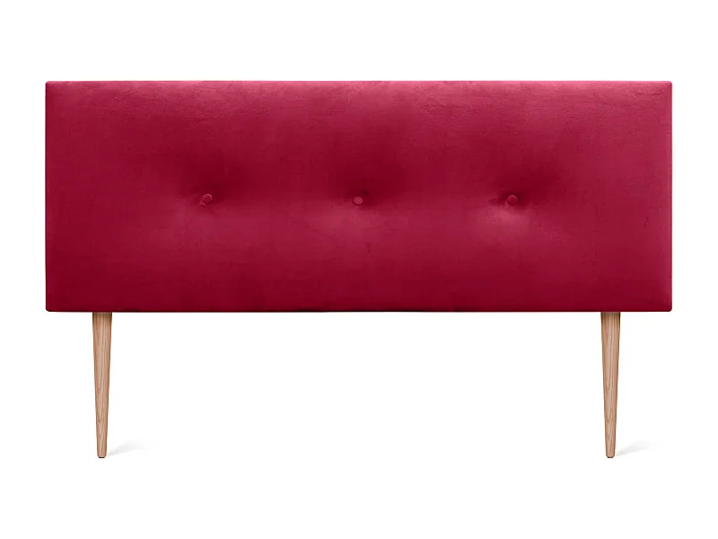 DHOME Kopfteil aus glattem Samt mit Knöpfen 135 x 105 mit Bettbeinen 120/135/140 – Rot