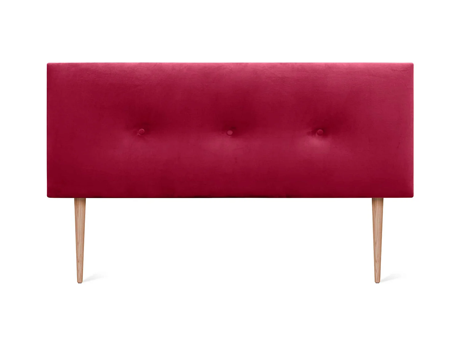 DHOME Tête de Lit Velours Lisse avec Boutons 135x105 avec Pieds de Lit 120/135/140 - Rouge