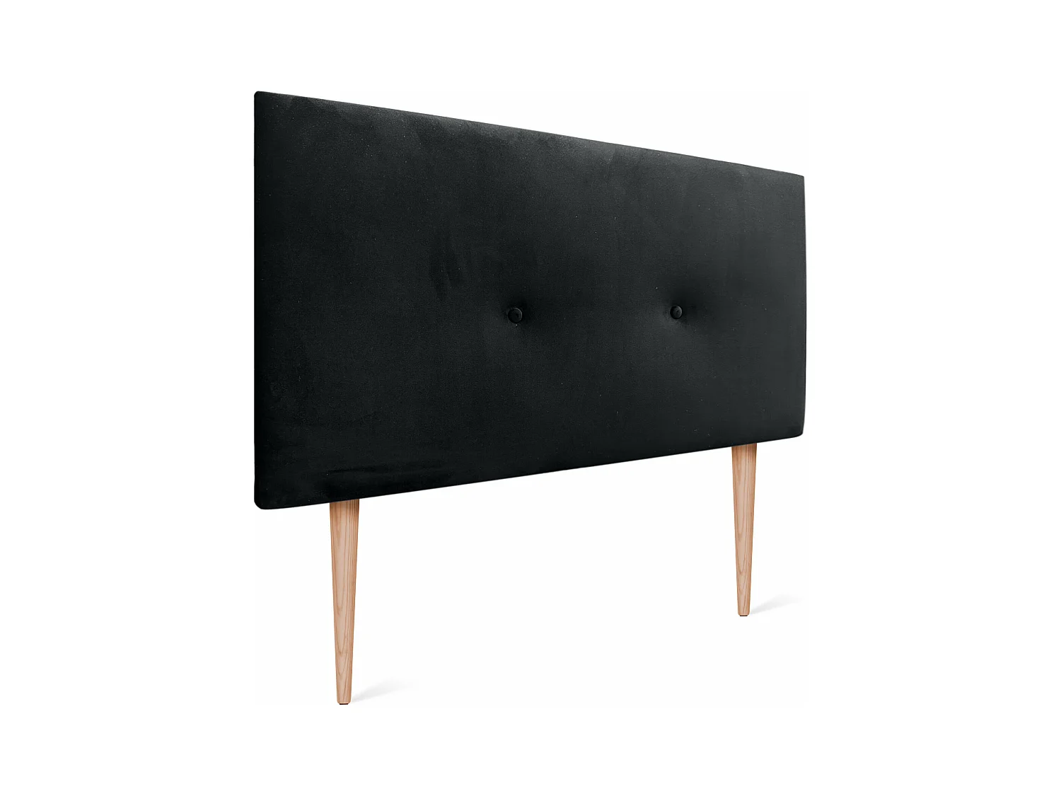 DHOME Tête de Lit Velours Lisse avec Boutons 105x115 avec Pieds de Lit 105 - Noir