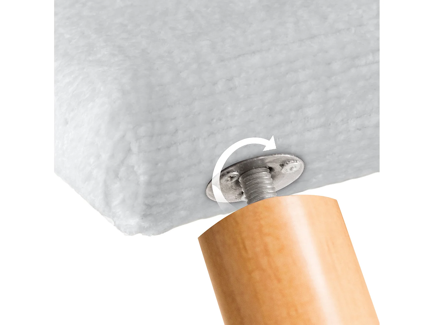 DHOME Kopfteil aus Naturwolle 110 x 115 cm mit Bettbeinen 105/110 – Weiß