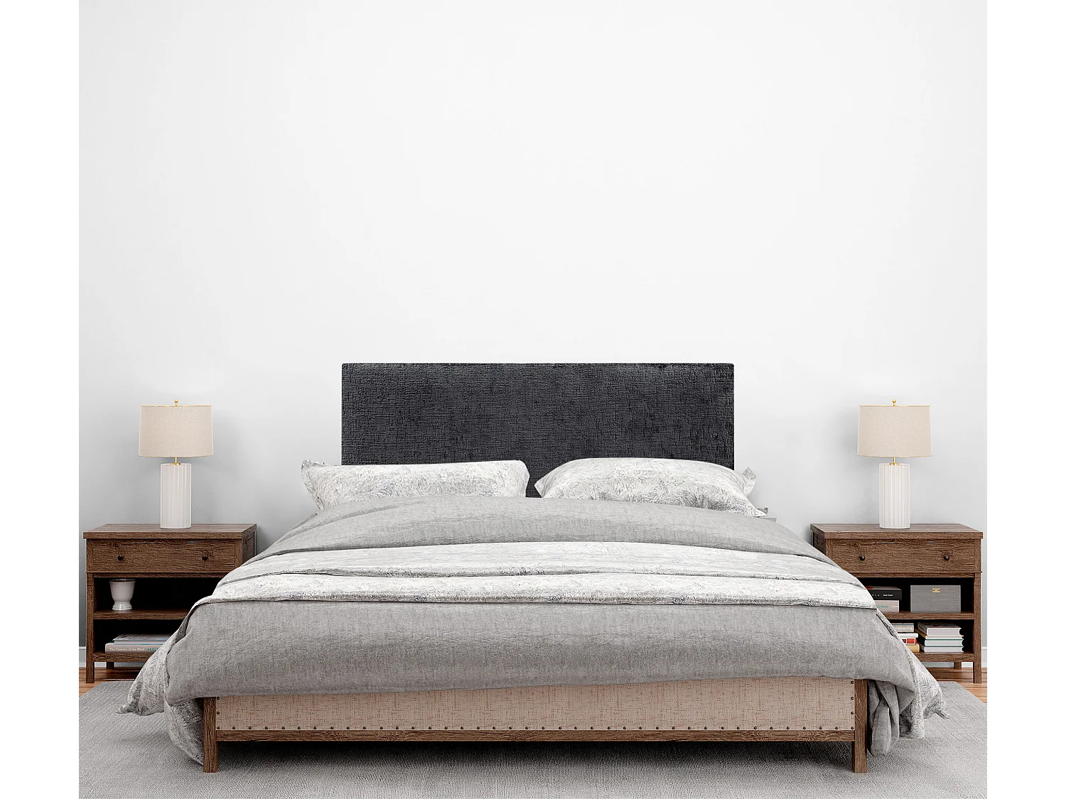 DHOME Kopfteil aus Naturwolle, 80 x 60 cm, für 80/90 Betten – Schwarz