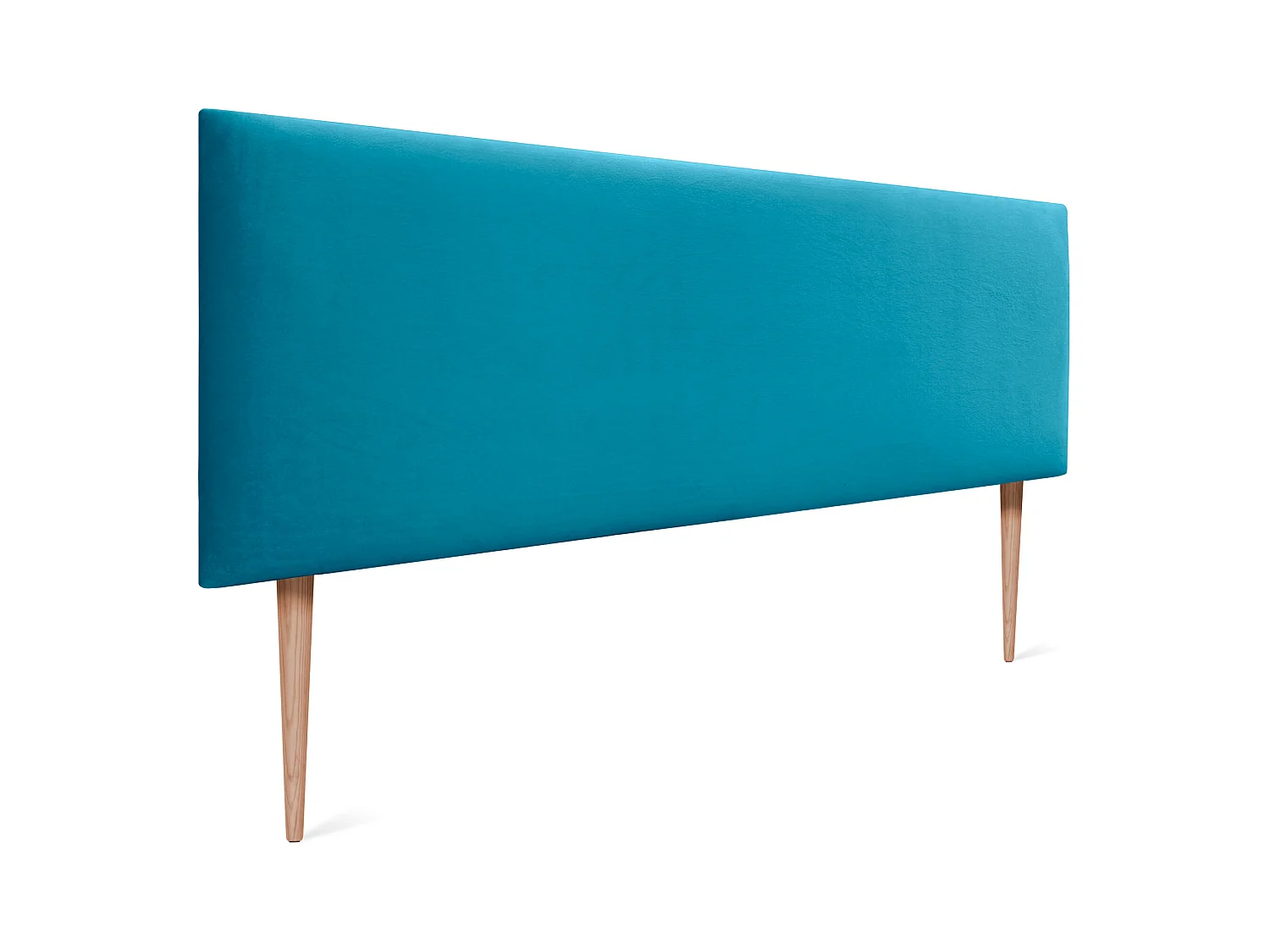 DHOME Tête de Lit Velours Lisse 145x115 avec Pieds de Lit 120/135/140 - Bleu Clair