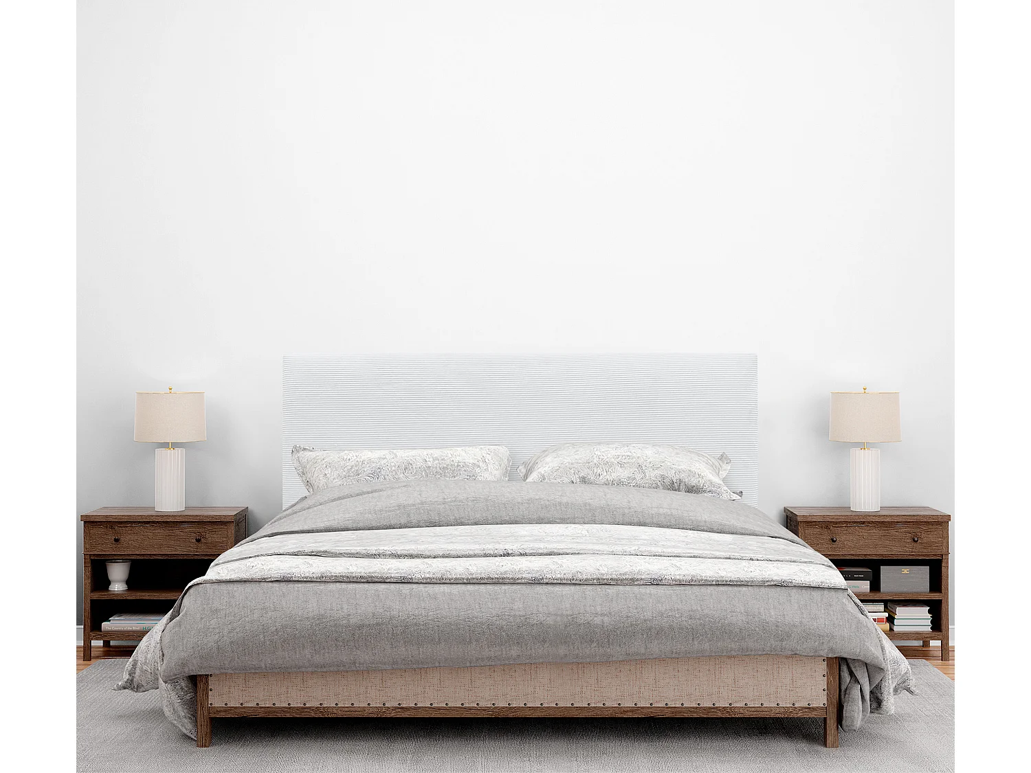 DHOME Tête de Lit Velours Côtelé Uni 160x50 Lits 150/160 - Blanc