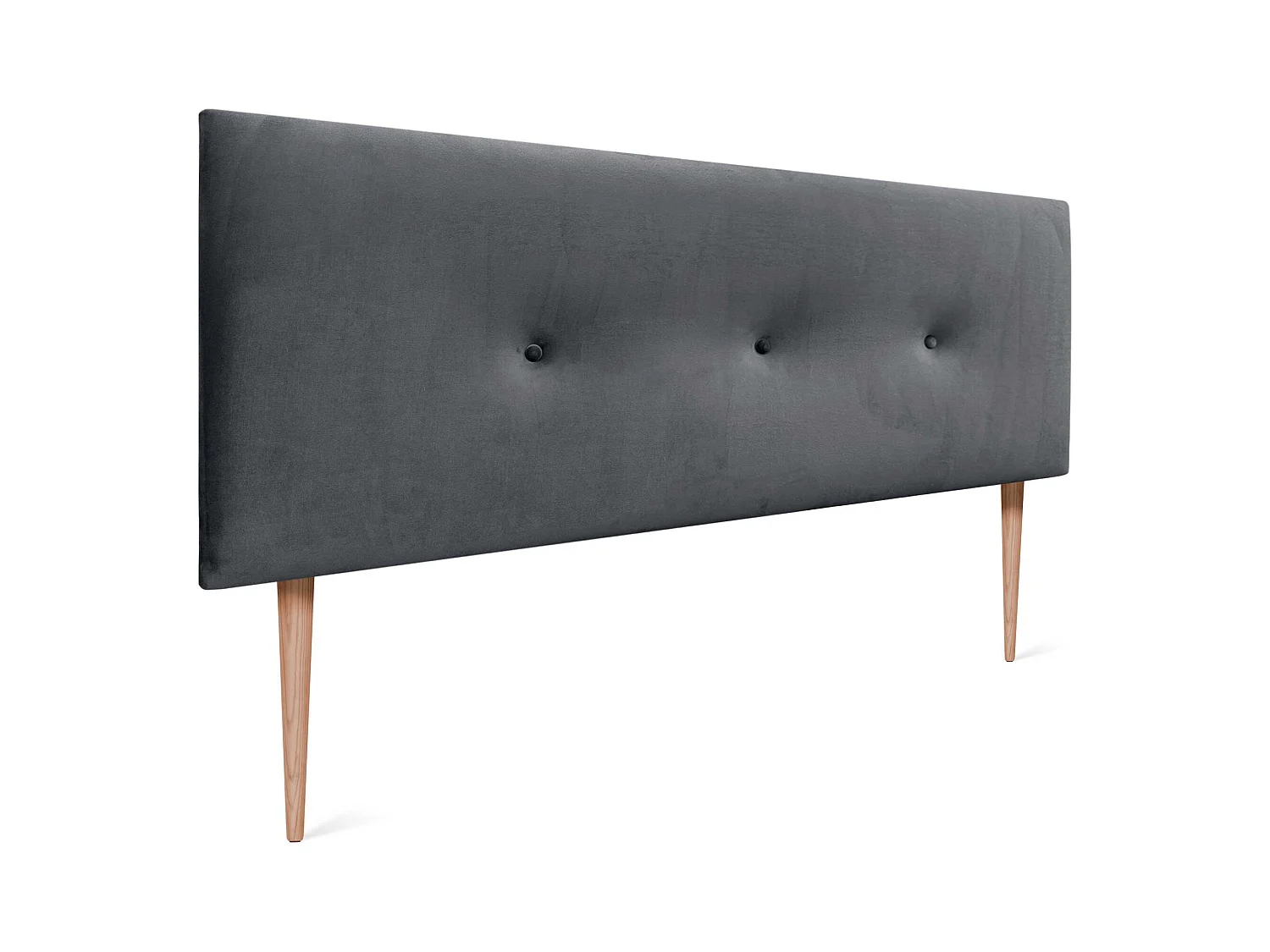 DHOME Kopfteil aus glattem Samt mit Knöpfen 160 x 115 mit Bettbeinen 150/160 – Dunkelgrau