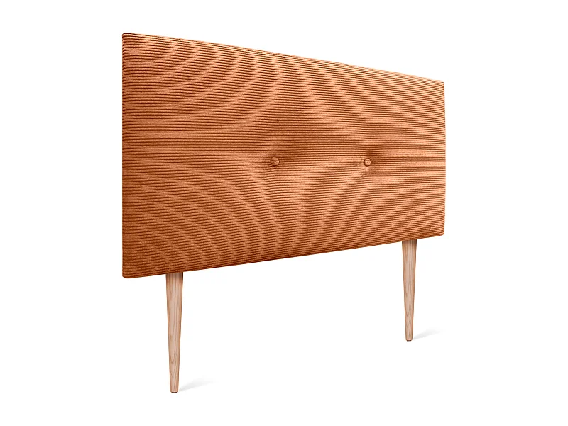 DHOME Testiera in velluto a coste tinta unita con bottoni 150x115 con gambe letto 150/160 - Arancione