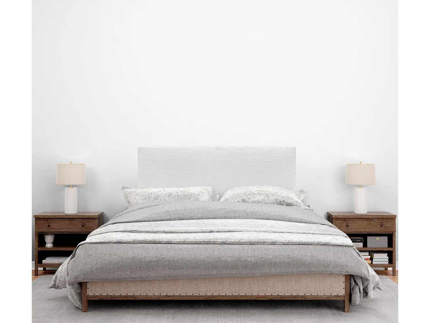 DHOME Tête de Lit Velours Côtelé Uni 110x50 Lits 105 - Blanc