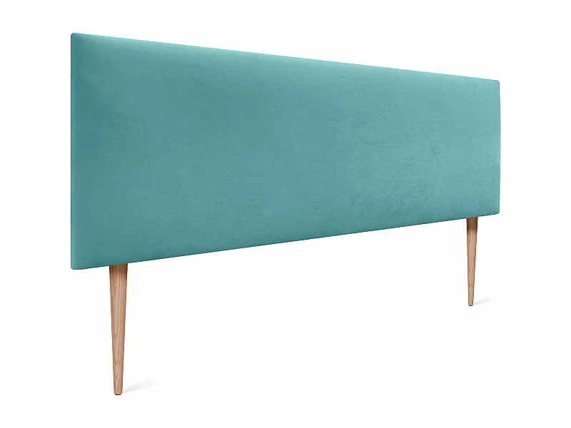 DHOME Kopfteil aus glattem Samt 150 x 115 mit Bettbeinen 150/160 – Türkis
