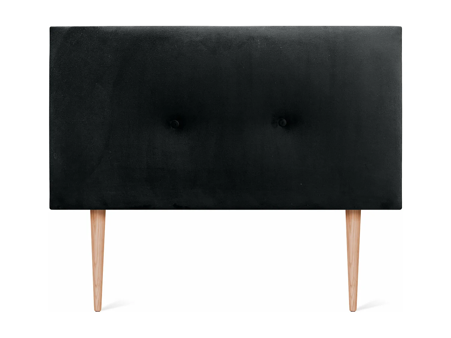 DHOME Glad fluwelen hoofdeinde met knopen 90x115 met bedpoten 80/90 - Zwart