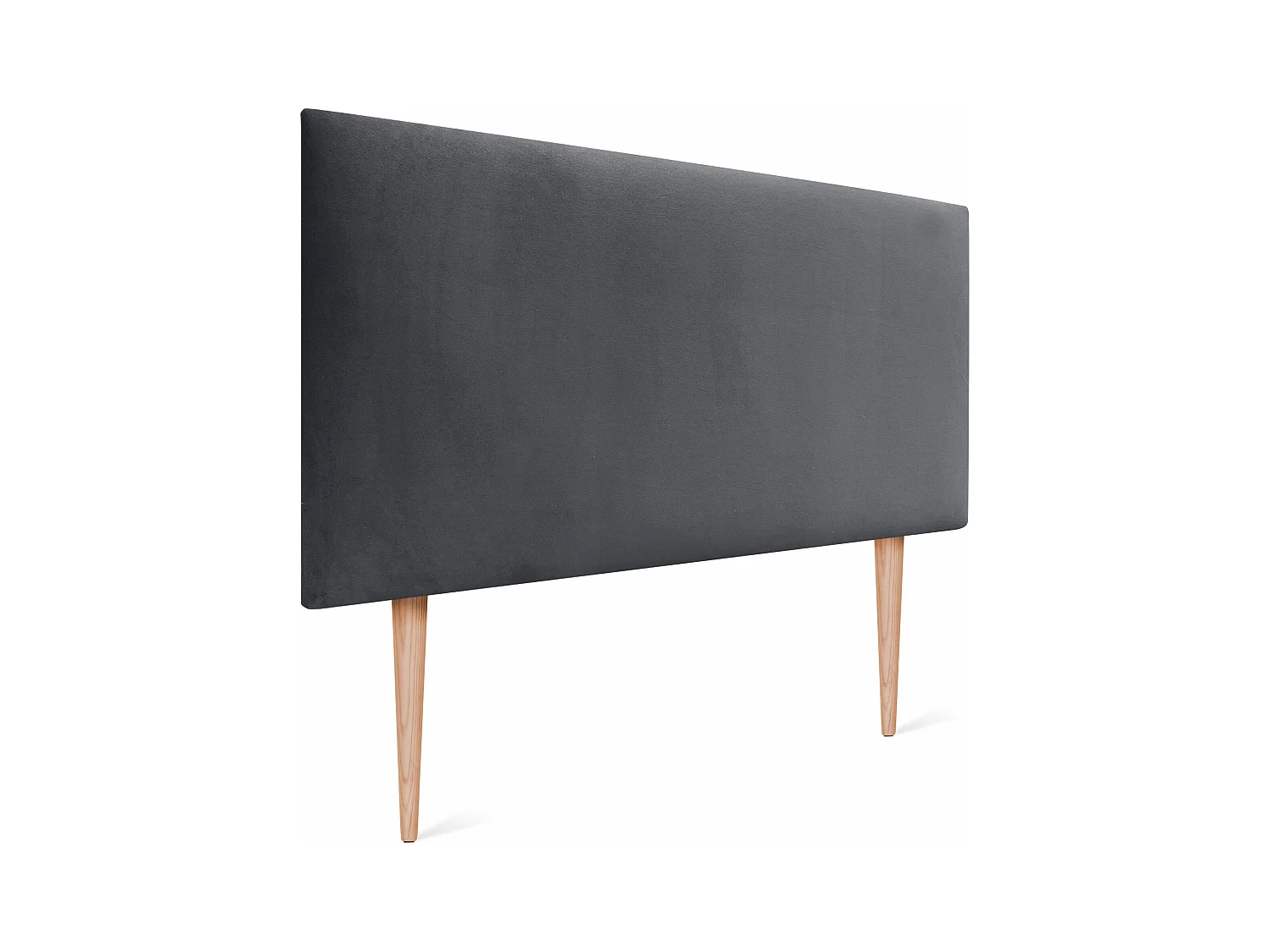 DHOME Kopfteil aus glattem Samt 90 x 115 mit Bettbeinen 80/90 – Dunkelgrau
