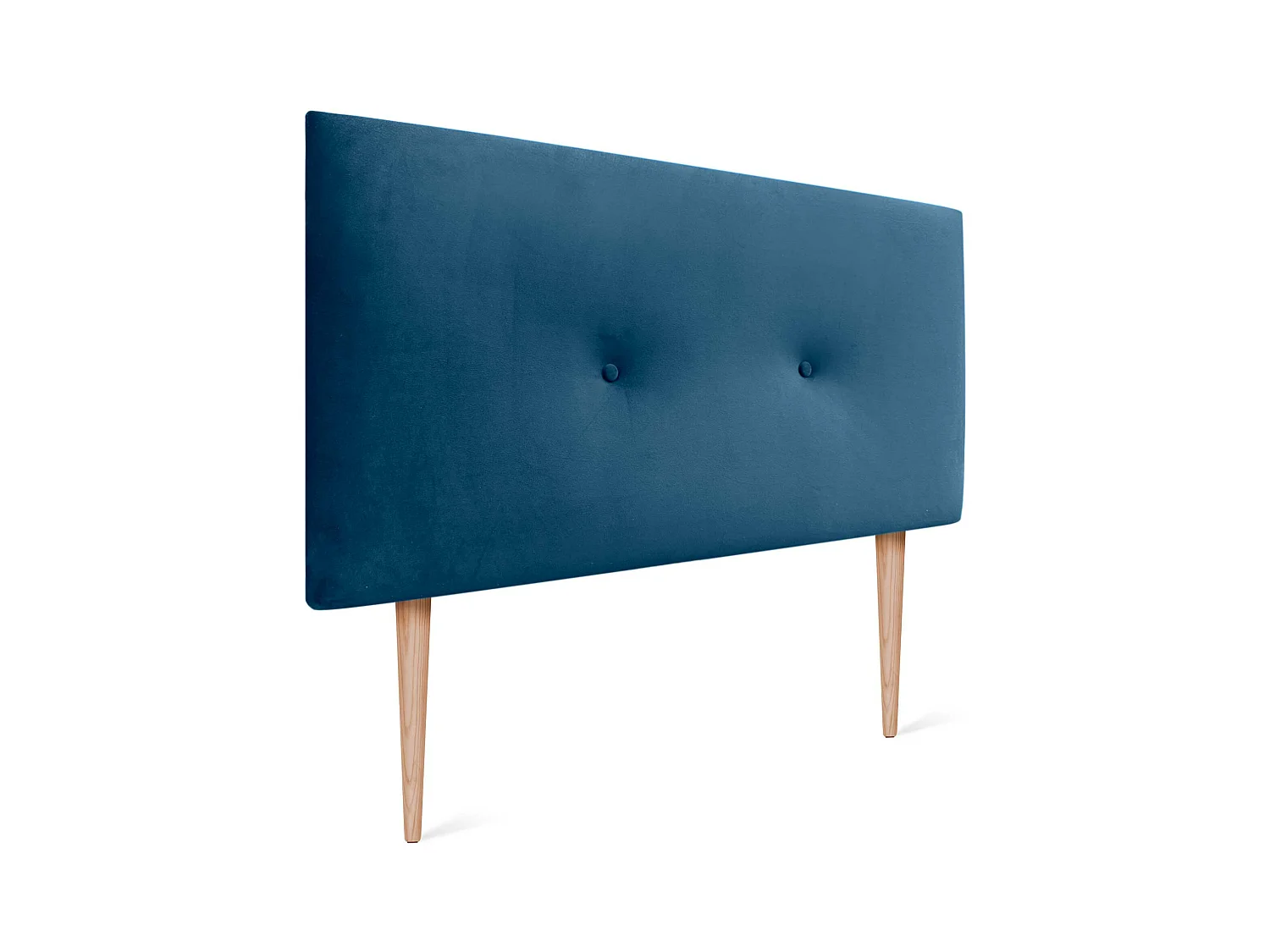DHOME Tête de Lit Velours Lisse avec Boutons 105x115 avec Pieds de Lit 105 - Bleu