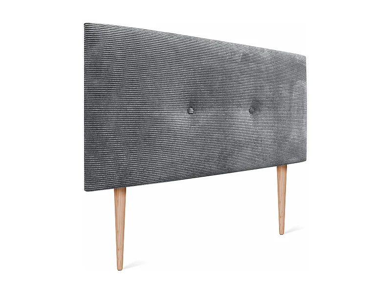 DHOME Tête de Lit Velours Côtelé Uni avec Boutons 105x105 avec Pieds de Lit 105 - Gris Foncé