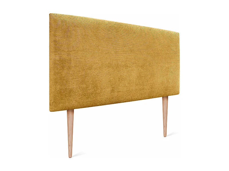 DHOME Glattes Cord-Kopfteil 150x105 mit Bettbeinen 150/160 – Senf