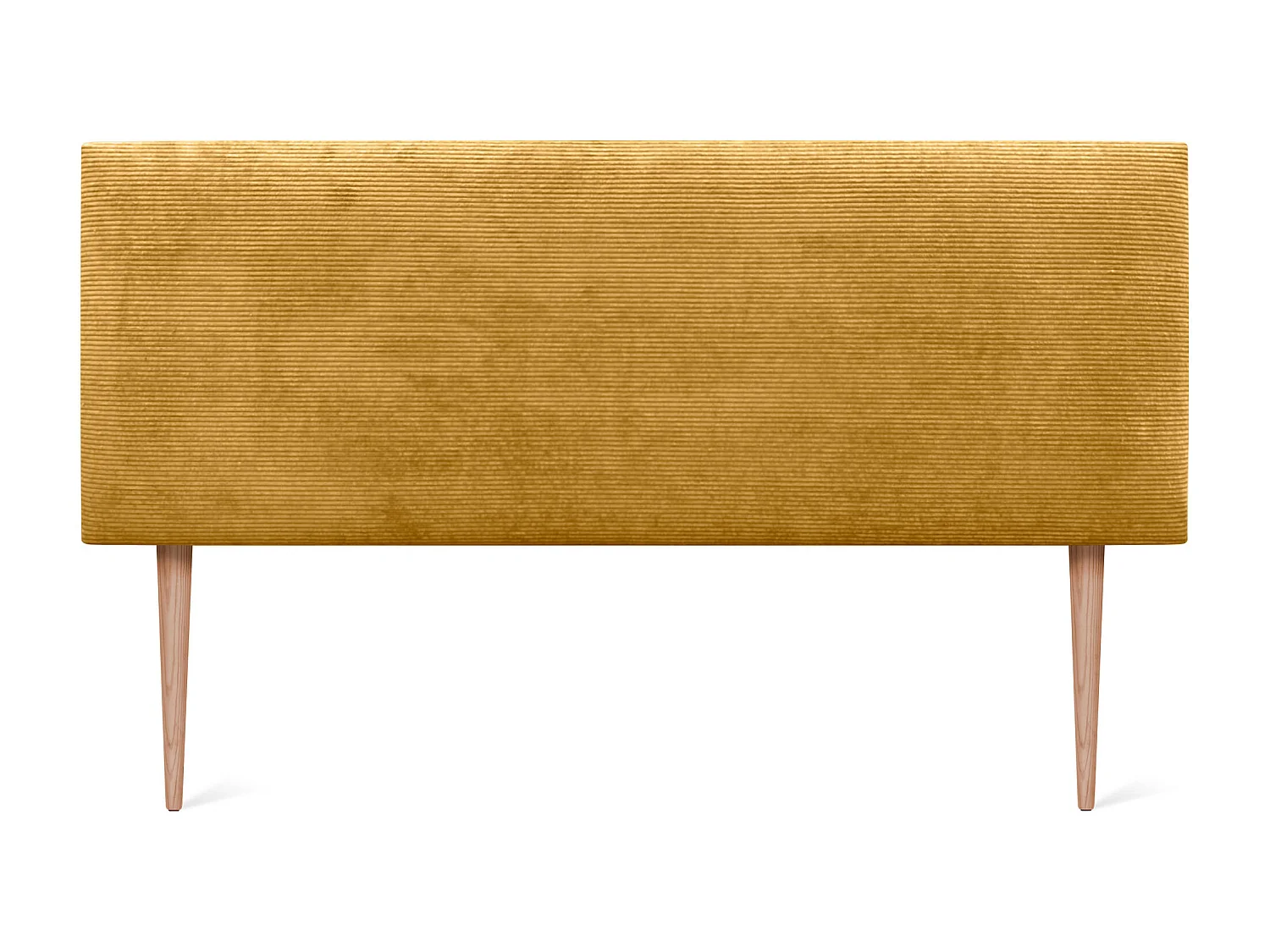 DHOME Effen corduroy hoofdeinde 150x105 met bedpoten 150/160 - Mosterd