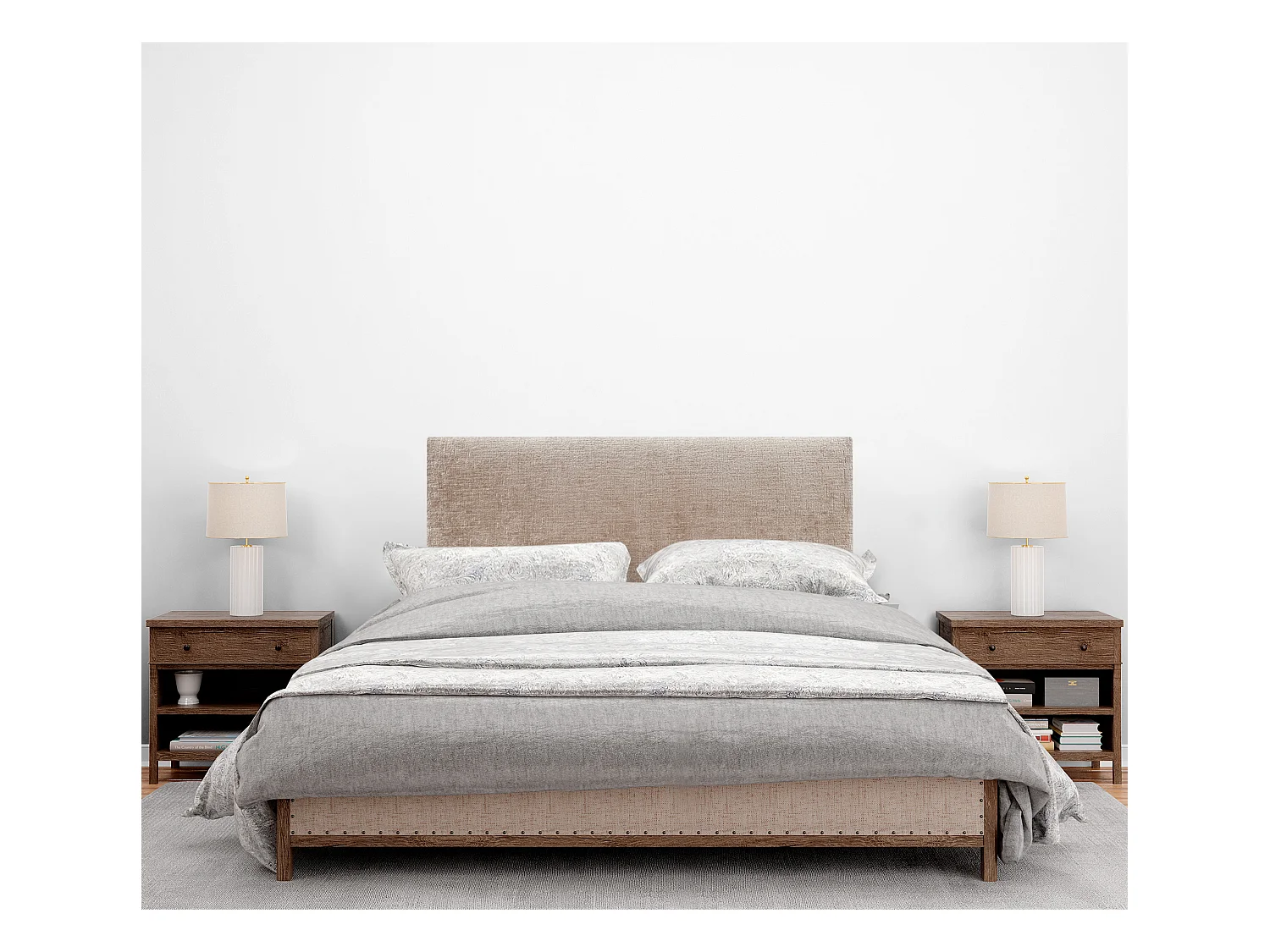 DHOME Tête de Lit laine naturelle 105x105cm avec pieds de Lit 105 - Marron clair