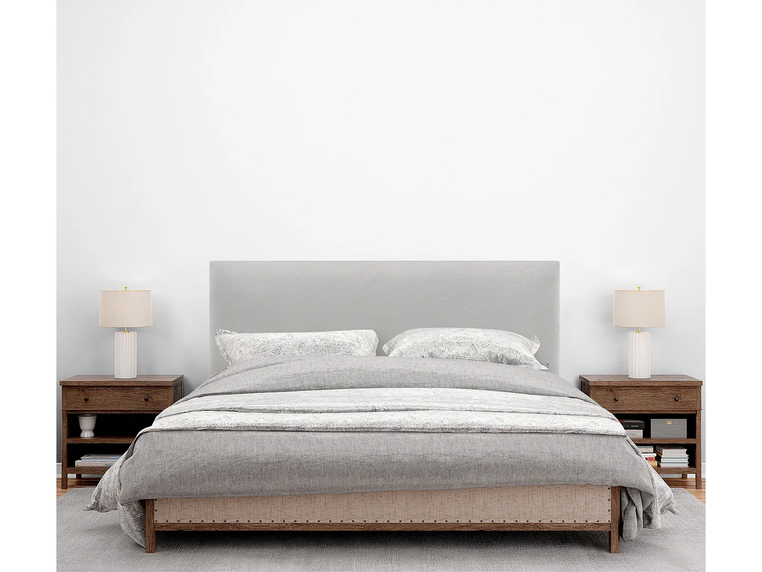 DHOME Cabeceira Smooth Velvet 160x115 com pernas de cama 150/160 - Branco