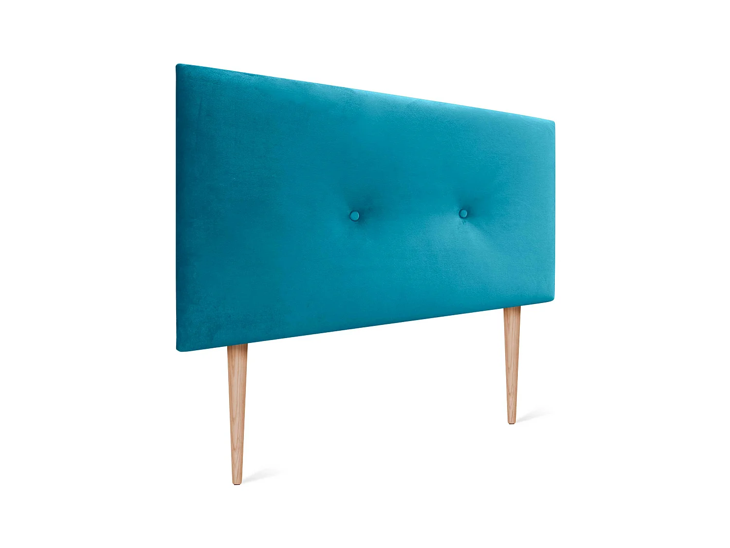 DHOME Tête de Lit Velours Lisse avec Boutons 90x105 avec Pieds de Lit 80/90 - Bleu Clair