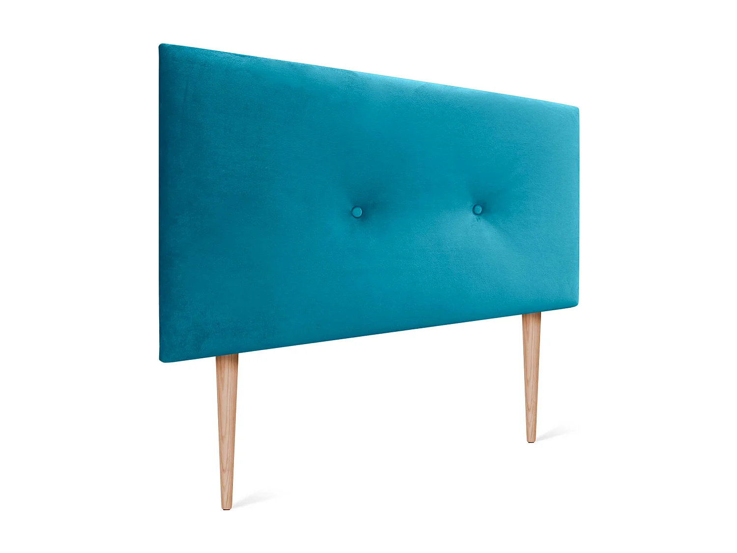 DHOME Tête de Lit Velours Lisse avec Boutons 90x105 avec Pieds de Lit 80/90 - Bleu Clair