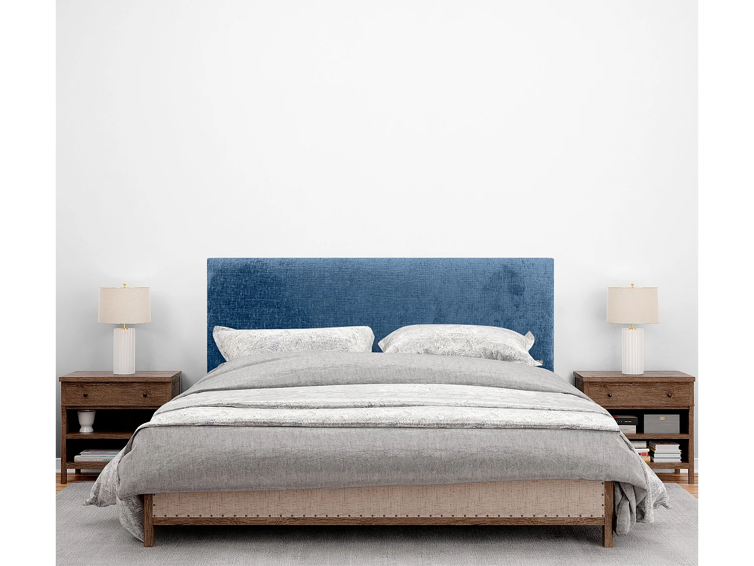 DHOME Testiera in Lana Naturale 135x50 cm per Letti 120/135 - Blu