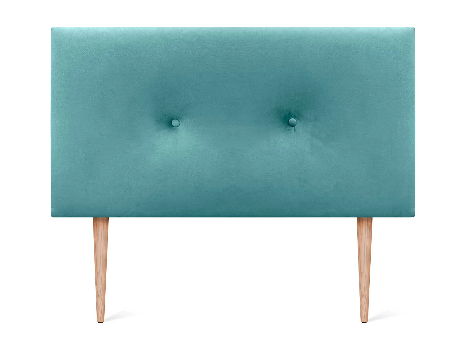 DHOME Tête de Lit Velours Lisse avec Boutons 110x105 avec Pieds de Lit 105 - Turquoise