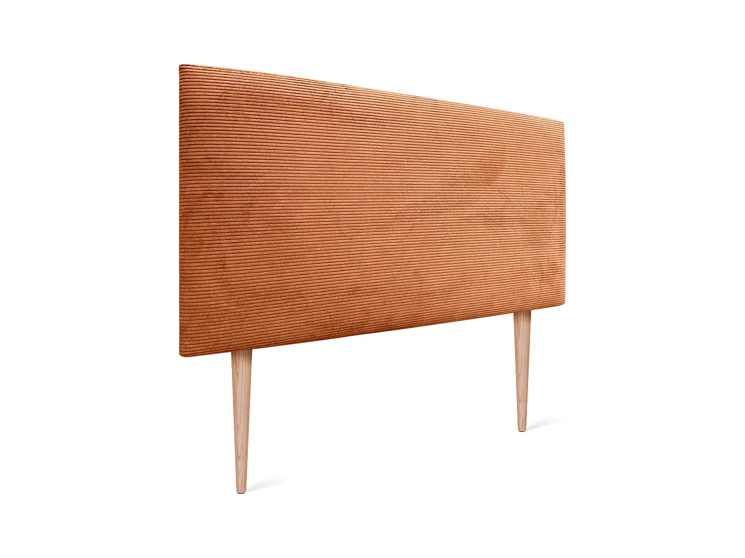 DHOME Tête de Lit Velours Côtelé Uni 105x115 avec Pieds de Lit 105 - Orange