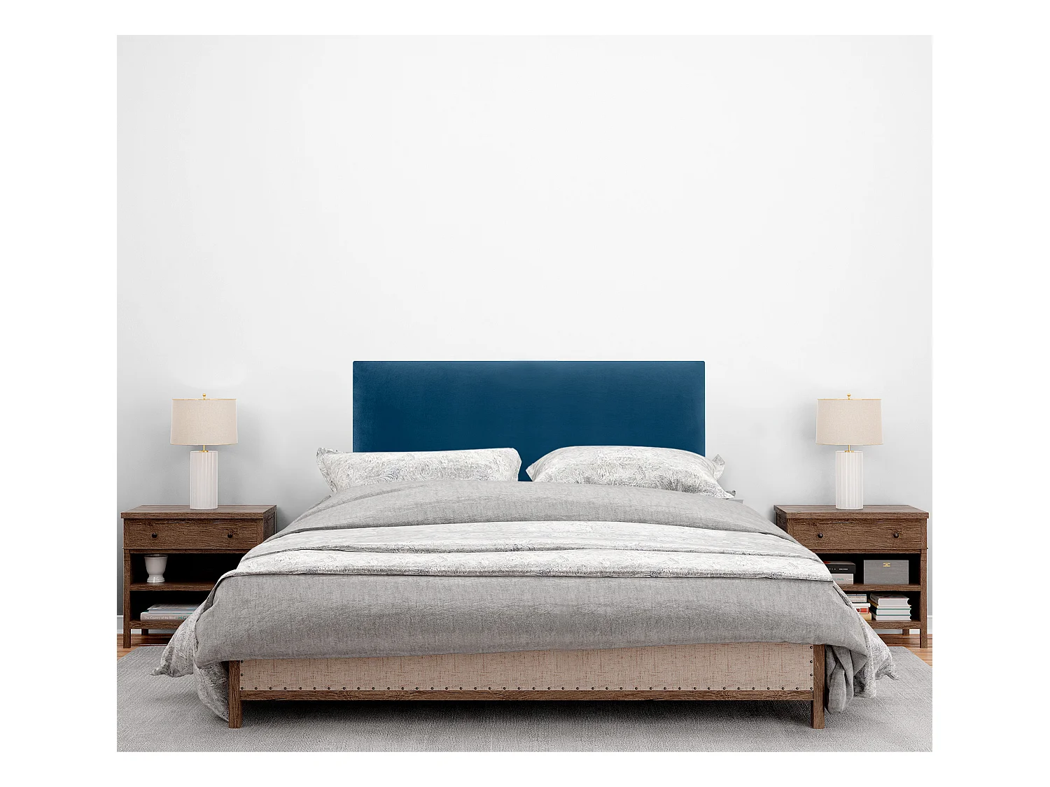 DHOME Tête de Lit Velours Lisse 105x60 Lits 105 - Bleu