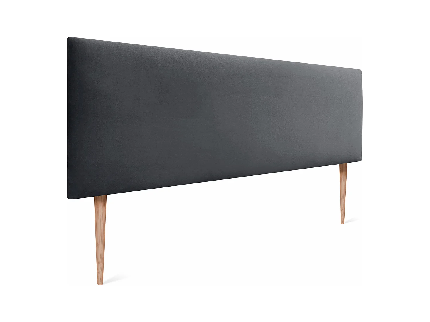 DHOME Glad fluwelen hoofdeinde 145x115 met bedpoten 120/135/140 - Donkergrijs