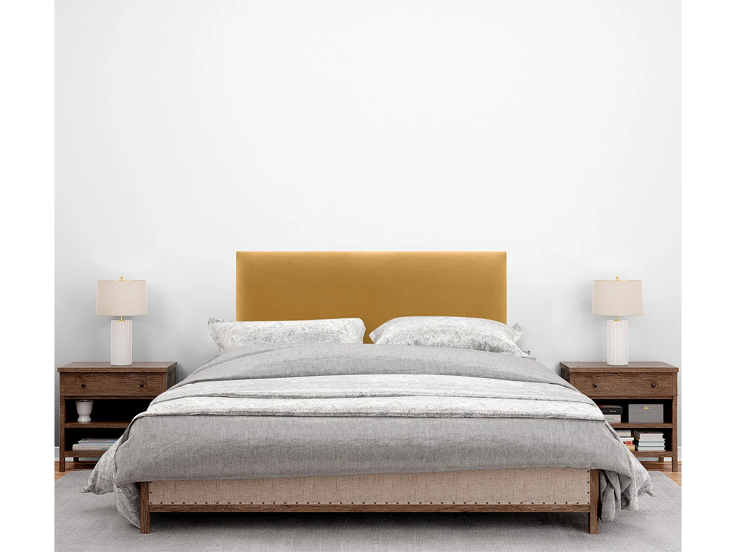 DHOME Tête de Lit Velours Lisse 110x60 Lits 105 - Moutarde