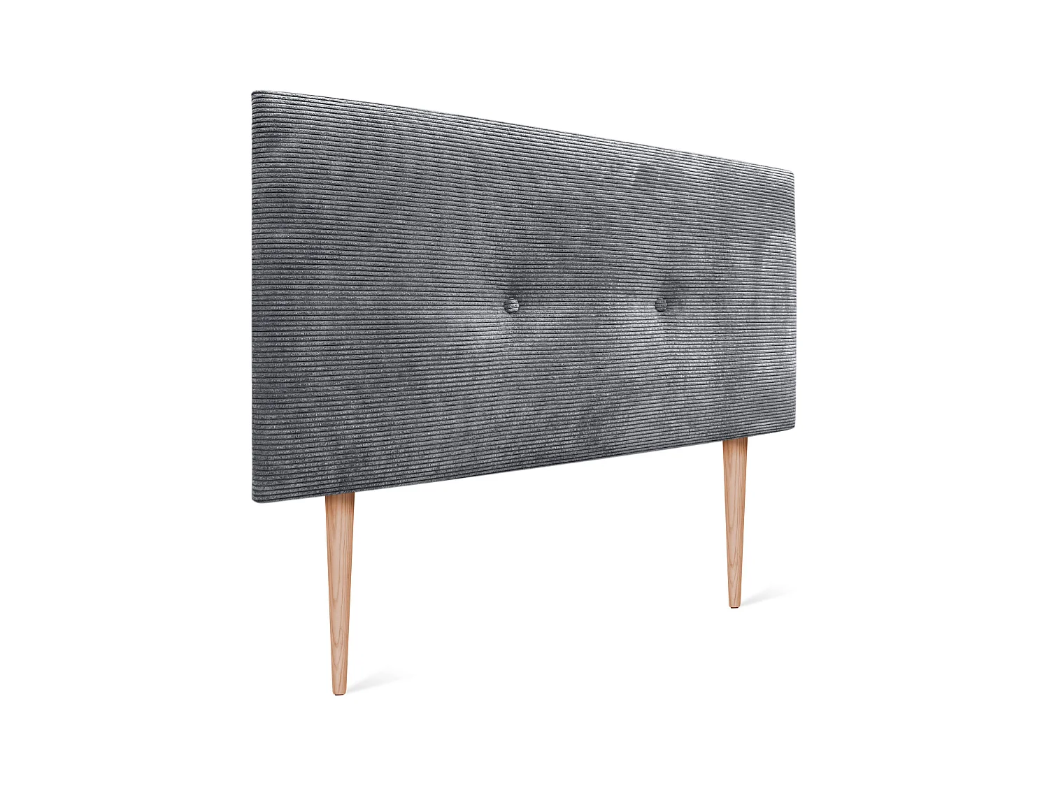 DHOME Tête de Lit Velours Côtelé Uni avec Boutons 90x105 avec Pieds de Lit 80/90 - Gris Foncé