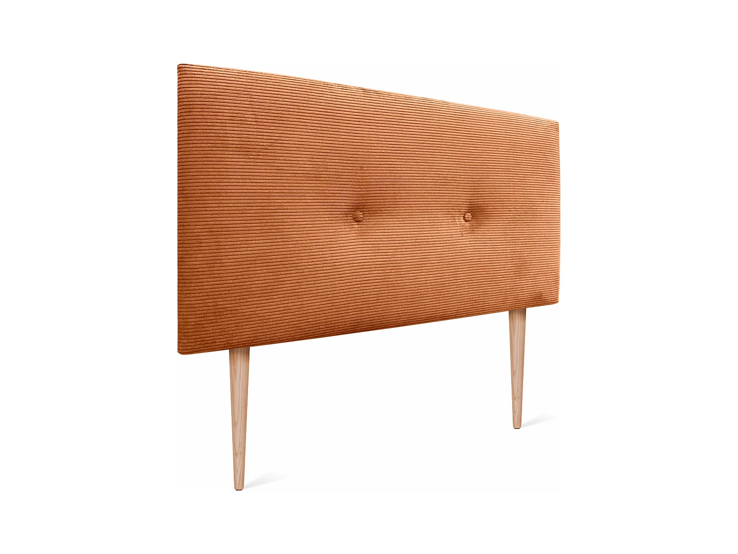 DHOME Tête de Lit Velours Côtelé Uni avec Boutons 80x105 avec Pieds de Lit 80/90 - Orange