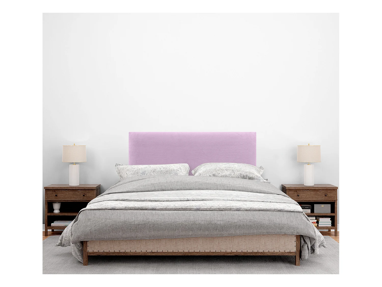 DHOME Testiera in velluto liscio 110x105 con Gambe letto 105 - Rosa