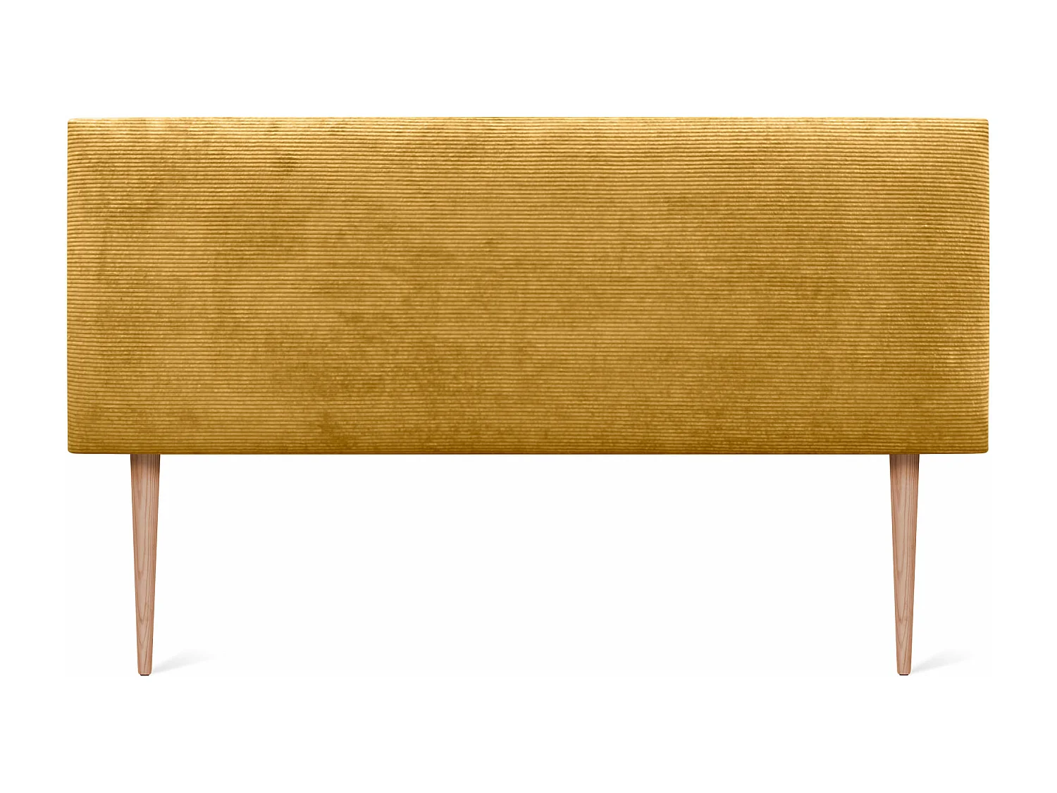 DHOME Glattes Cord-Kopfteil 135x105 mit Bettbeinen 120/135/140 – Senf