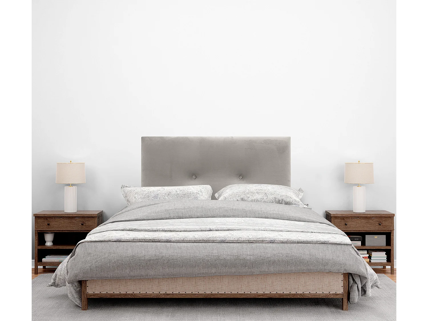 DHOME Glad fluwelen hoofdeinde met knopen 110x50 bedden 105 - Beige